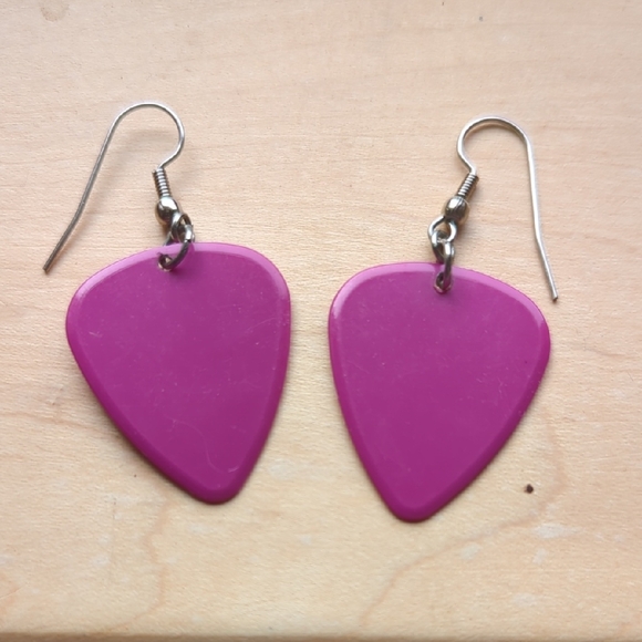 **FREE ADD ON**Dunlop Pink Guitar Pick Earrings - Picture 2 of 2